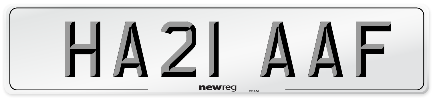 HA21 AAF Number Plate from New Reg
